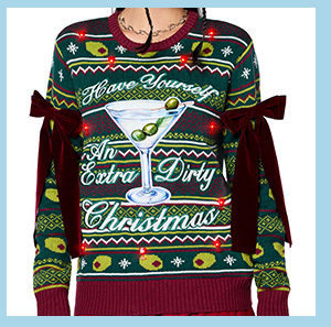 Light-Up Extra Dirty Martini Christmas Sweater