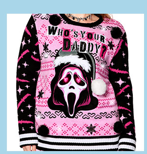 Light-Up Ghost Face Who’s Your Daddy Christmas Sweater