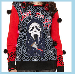 Light-Up Ghost Face Just the Tip Christmas Sweater