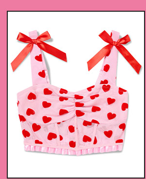 Pink Heart Print Bow Corset Top