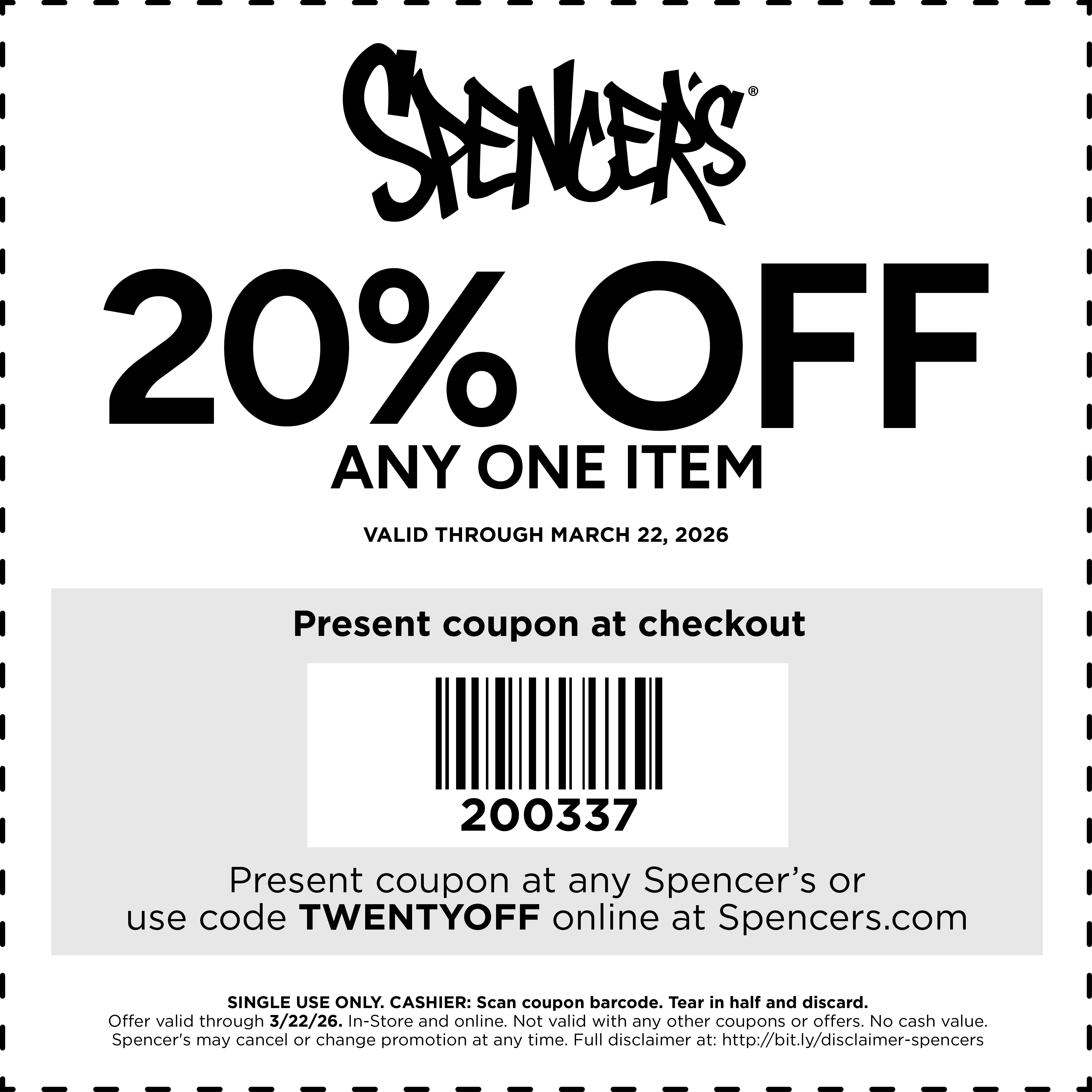 20% OFF ONE