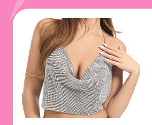 Silvertone Rhinestone Napkin Top