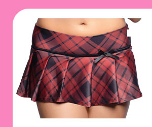 Red Pleated Micro Skirt