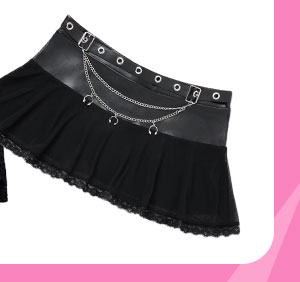 Kayla Malecc Mesh and Faux Leather Chain Mini Skirt