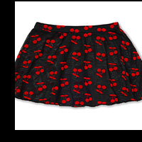 Black Cherry Print Mesh Mini Skirt