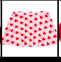 Pink Heart Print Mesh Mini Skirt