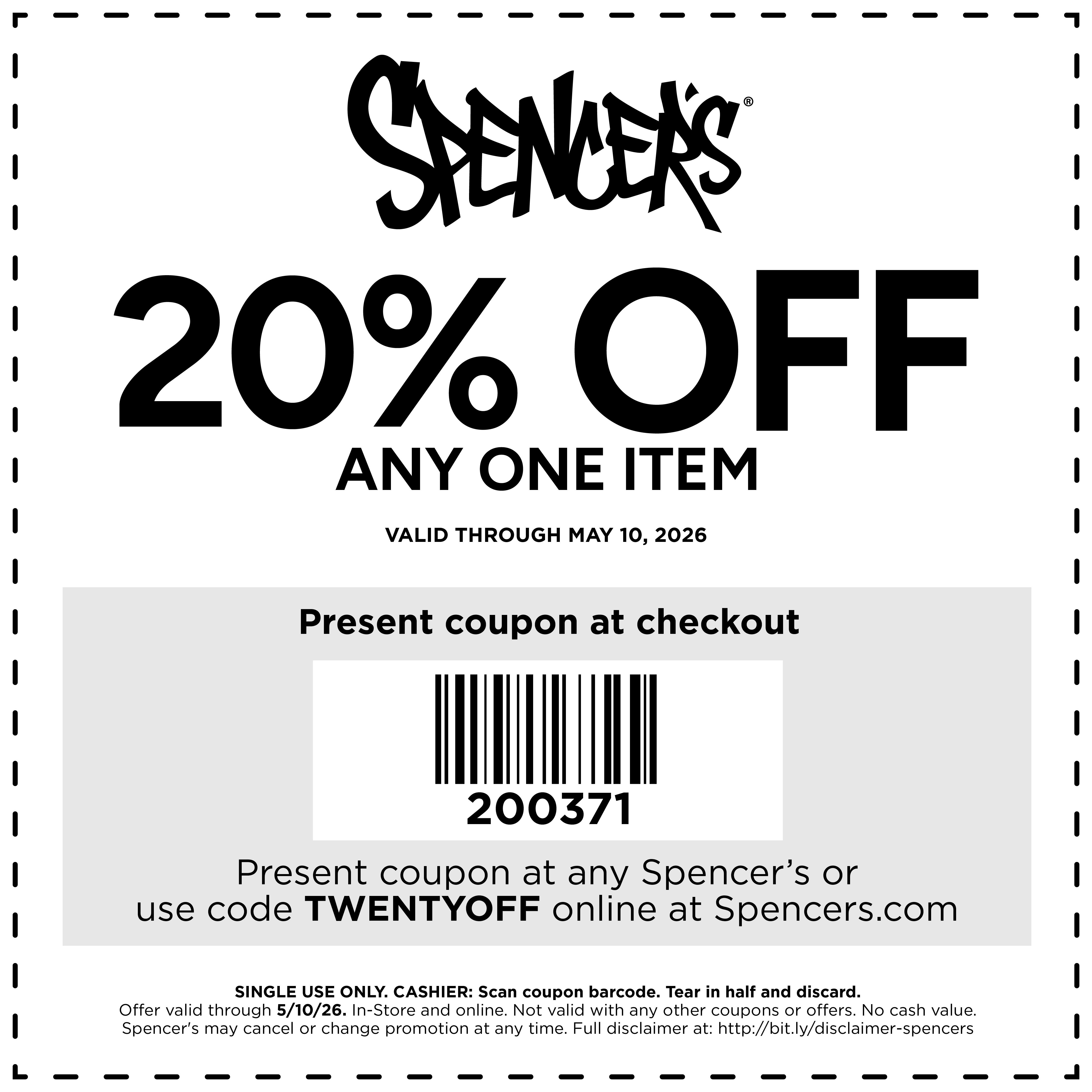 20% OFF ONE