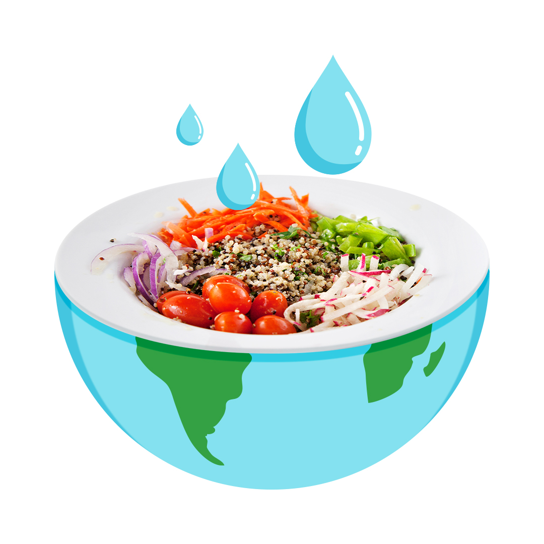 All Sunshine Day Salad on Top of Earth with Drops of Water 