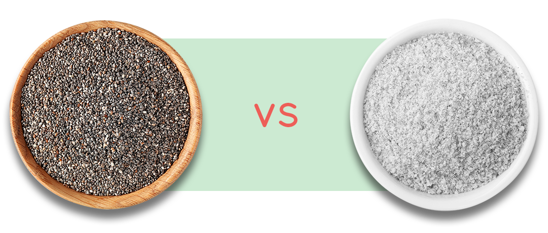 CHIA SEEDS IN WOODEN BOWL VERSUS BREADCRUMB IN CERAMIC BOWL