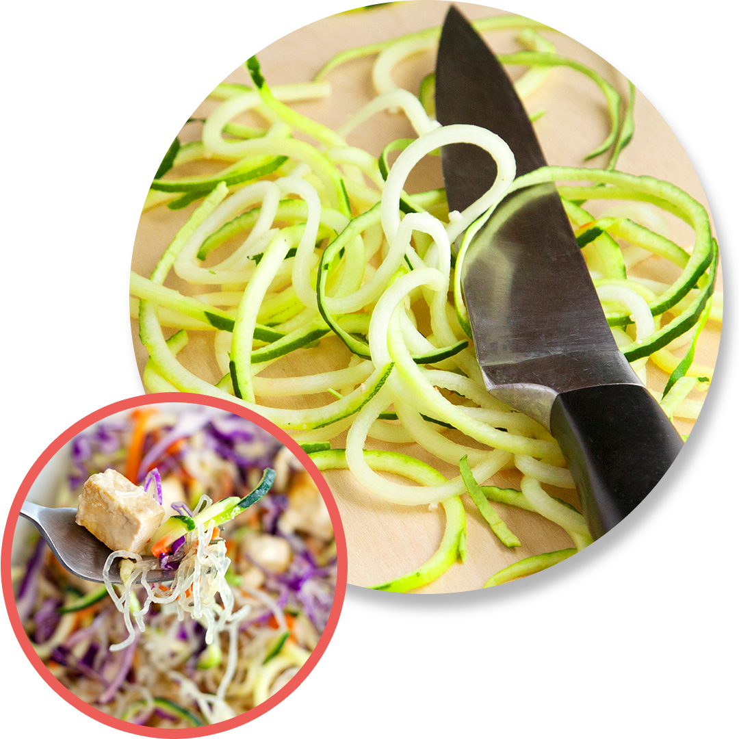 Zucchini Pesto Pasta with Tomato on Plate