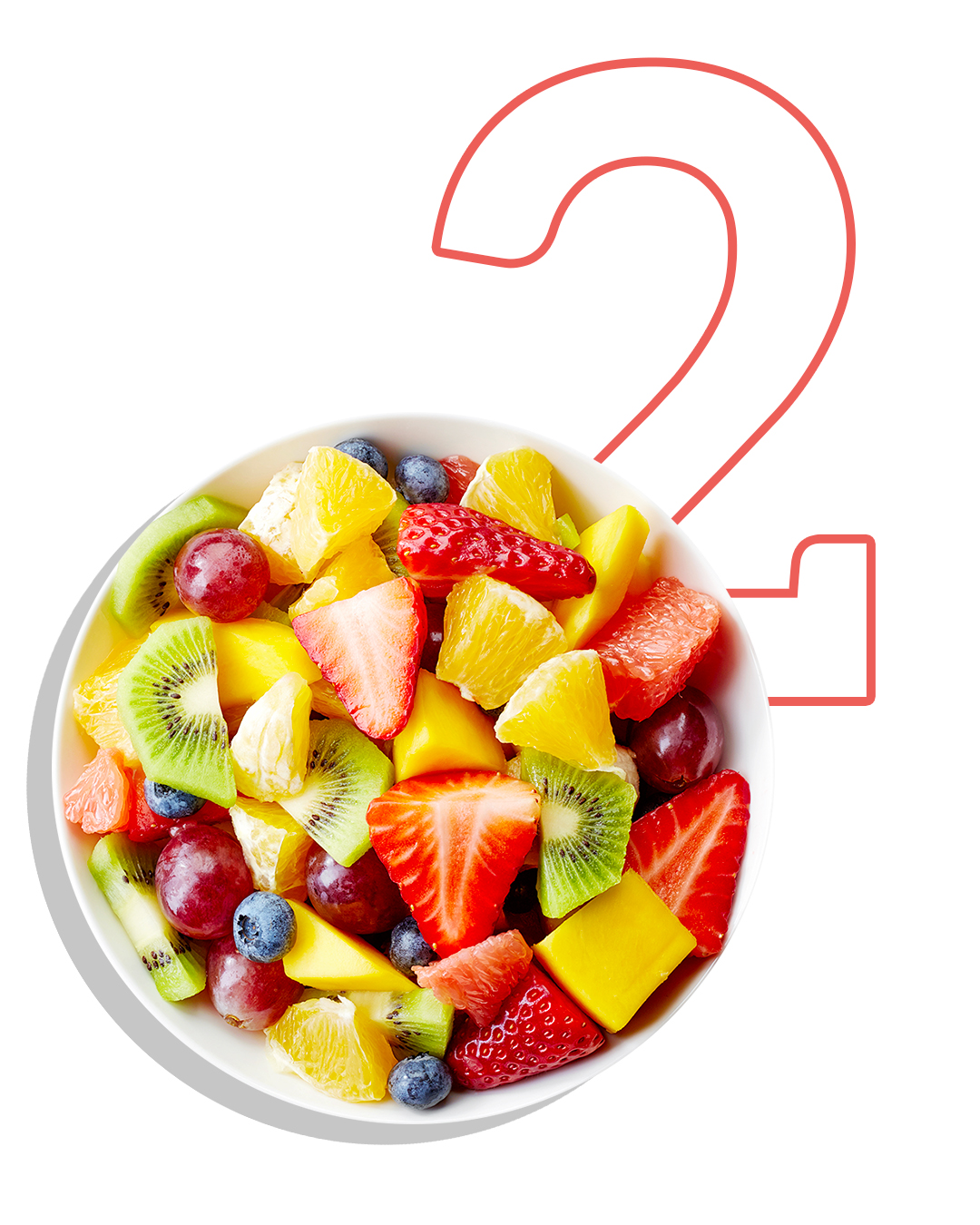 Bowl of healthy fresh fruit salad on wooden background. Top view.