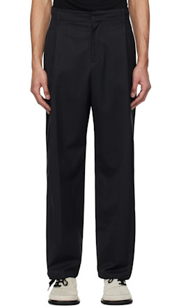 Black Wool Stripe Martine Trousers - AMOMENTO