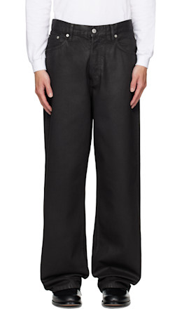 Black Coated Loose-Fit Jeans