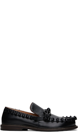 Black Ruffle Leather Slip-on Loafers - JW Anderson