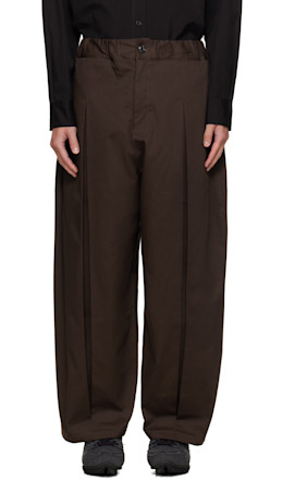 Brown Box Pleat Trousers