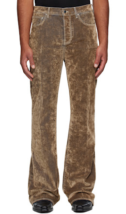 Tan Velvet Flare Jeans