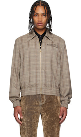 Brown Check Blouson Jacket