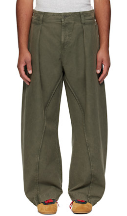 Khaki Twisted Seam Trousers