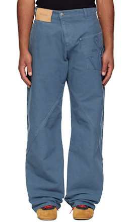 Blue Twisted Workwear Trousers