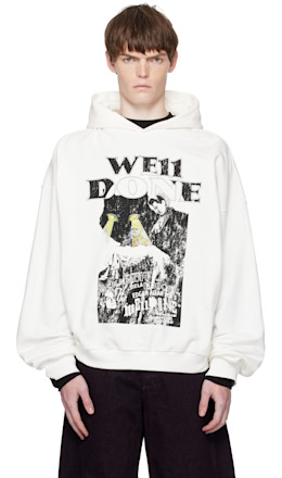 White Black Cat Poster Hoodie - We11done
