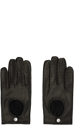 Black Leather Driving Gloves - Ernest W. Baker