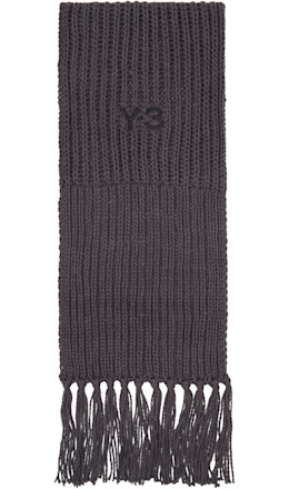 Gray Oversized Chunky Knit Scarf - Y-3