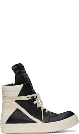 Black & Off-White Hollywood Geobasket Sneakers - Rick Owens