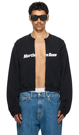 SSENSE Exclusive Black Shrunken Zip-Up Sweatshirt - Martine Rose