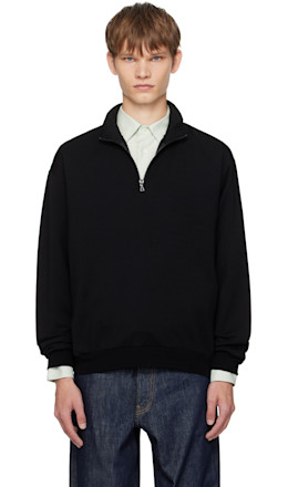 Black Light Wool Sweat Half Zip Sweatshirt - AURALEE