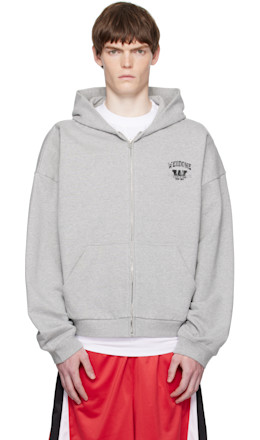 Gray College Zip-Up Hoodie - We11done