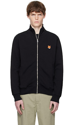 Black Fox Head Patch Fullzip Regular Sweatshirt - Maison Kitsuné