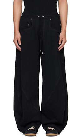 Black 3D Cutting Sweatpants - Khoki