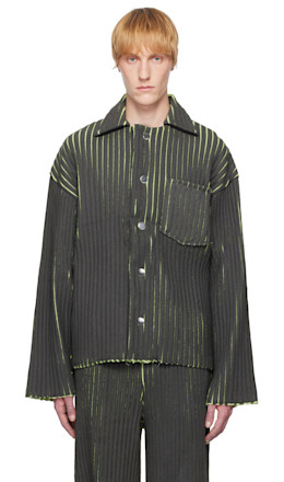 Black & Green Relaxed Fit Knit Jacket - Stanley Raffington