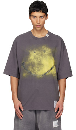Black Smily Face Printed Ringer T-shirt