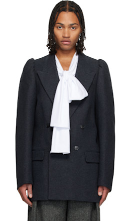 Gray Double-Breasted Blazer
