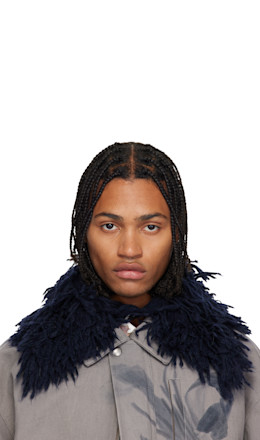 Navy Shag-Knit Collar
