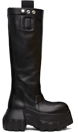 Black Concordians Pull On Mega Tractor Tall Boots - Rick Owens