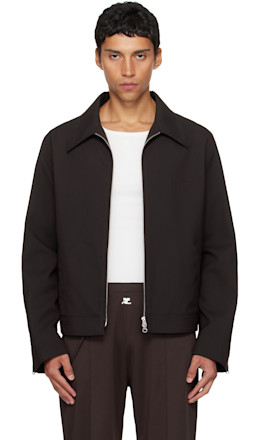 Brown Embroidered Zipped Twill Jacket - Courrèges