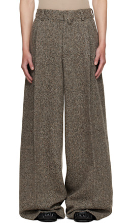 Beige Wide Pleated Trousers - Dries Van Noten