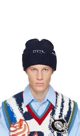 Navy Wool-Cashmere Beanie