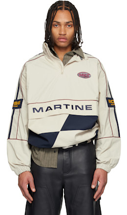 Beige & Navy Hockey Track Jacket
