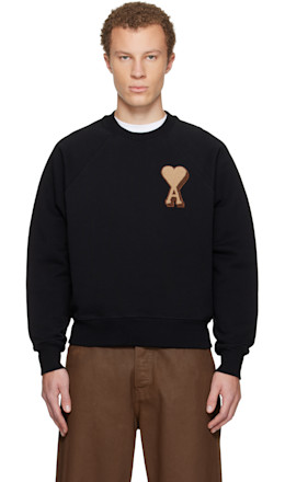 Black Cotton Ami de Coeur Sweatshirt - AMI Paris