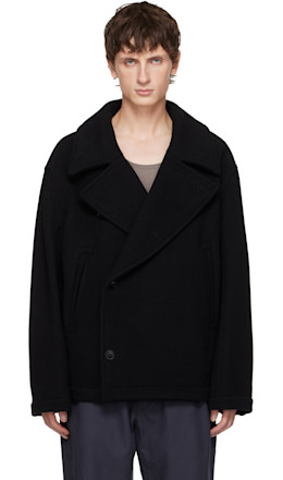 Black Boxy Coat - LEMAIRE