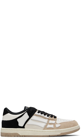 Brown & White Distressed Skel Top Low Sneakers - AMIRI