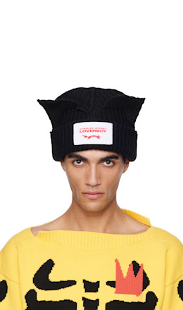 Black Chunky Ears Beanie - Charles Jeffrey LOVERBOY