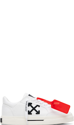 White & Black Vulcanized Low Sneakers
