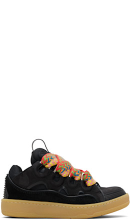 Black Leather Curb Sneakers - Lanvin