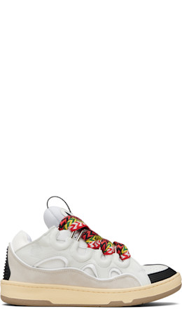 Off-White & Black Leather Curb Sneakers - Lanvin