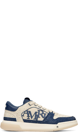 Beige & Navy Crystal Classic Low Sneakers