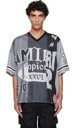 Gray Spliced Oversized Mesh T-shirt